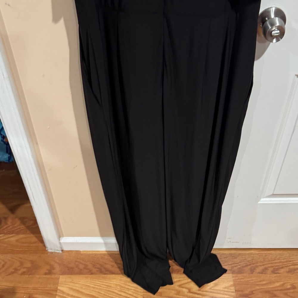 Kiyonna Elegant Black V-Neck Jumpsuit - Picture 7 of 11